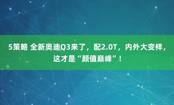 5策略 全新奥迪Q3来了，配2.0T，内外大变样，这才是“颜值巅峰”！