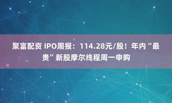聚富配资 IPO周报：114.28元/股！年内“最贵”新股摩尔线程周一申购